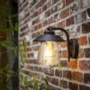 Lutec Cate E27 IP44 Outdoor Wall Lantern - Black With Rust Effect