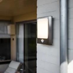 Lutec Face 13W LED PIR Outdoor Wall Light - Stainless Steel -NEBO Store 12819285 1504952877278859