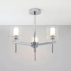 Gene Clear Cylinder 3 Light Flush - Chrome