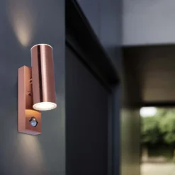 Lutec Rado Up & Down Outdoor Wall Light With PIR Motion Sensor - Copper -NEBO Store 12840519 1674952691589788