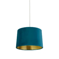 House Beautiful Samet Velvet Drum Shade - Teal - 30cm -NEBO Store 12882899 9514861162190610