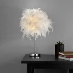 Hattie Feather Table Lamp - White -NEBO Store 13157965 1924945695486795