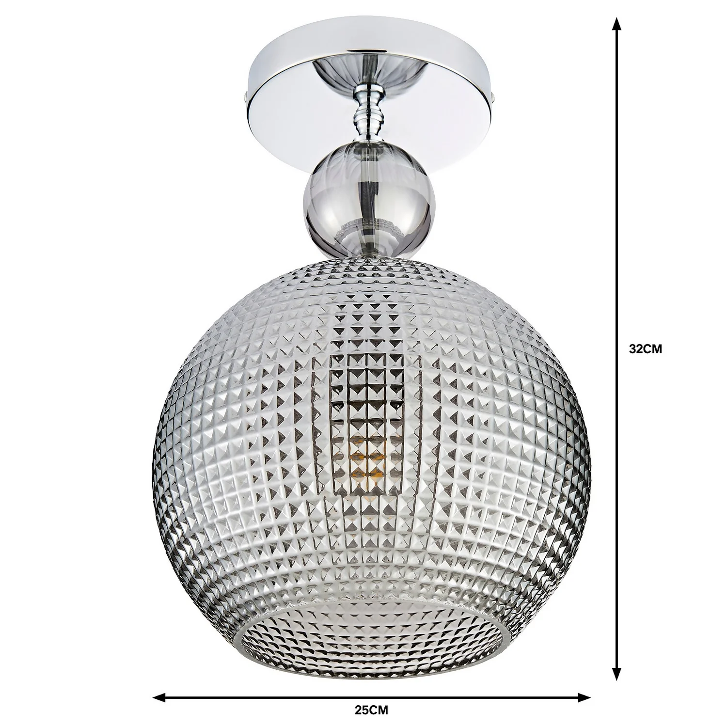 Safi Glass Flush Pendant - Chrome Smoke 7 Safi Glass Flush Pendant - Chrome Smoke - Image 5