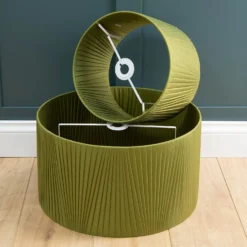Raye Olive Drum Pleated Silk Shade - 45cm -NEBO Store 13222472 1614944148289157