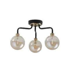 Shoreditch Three Light Semi Flush Ceiling Light - Champagne & Brass -NEBO Store 13453784 1384915323868194