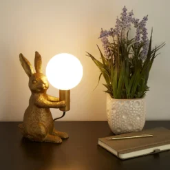 Rabbit Table Lamp - Gold & Glass -NEBO Store 13528281 1964956834690186