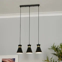 Balham 3 Light Diner Bar Light - Black & Brass