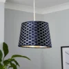 Mia Velvet 30cm Patterned Lamp Shade - Navy -NEBO Store 13751363 1364969499002821