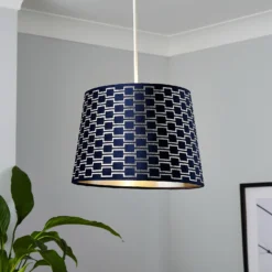 Mia Velvet 30cm Patterned Lamp Shade - Navy