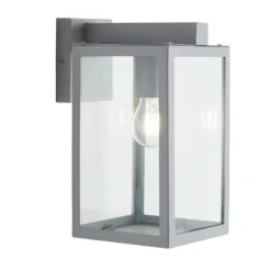 Hestia E27 Glass Panel Outdoor Box Lantern - Silver -NEBO Store 13924363 1234980107984526