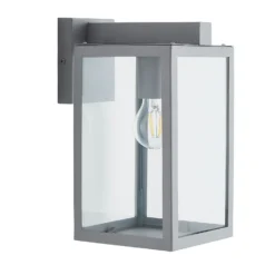 Hestia E27 Glass Panel Outdoor Box Lantern - Silver -NEBO Store 13924363 1364980108100359