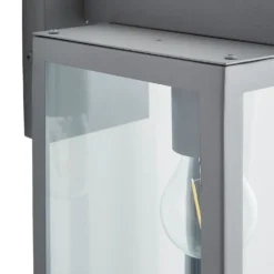 Hestia E27 Glass Panel Outdoor Box Lantern - Silver -NEBO Store 13924363 3694980108180933