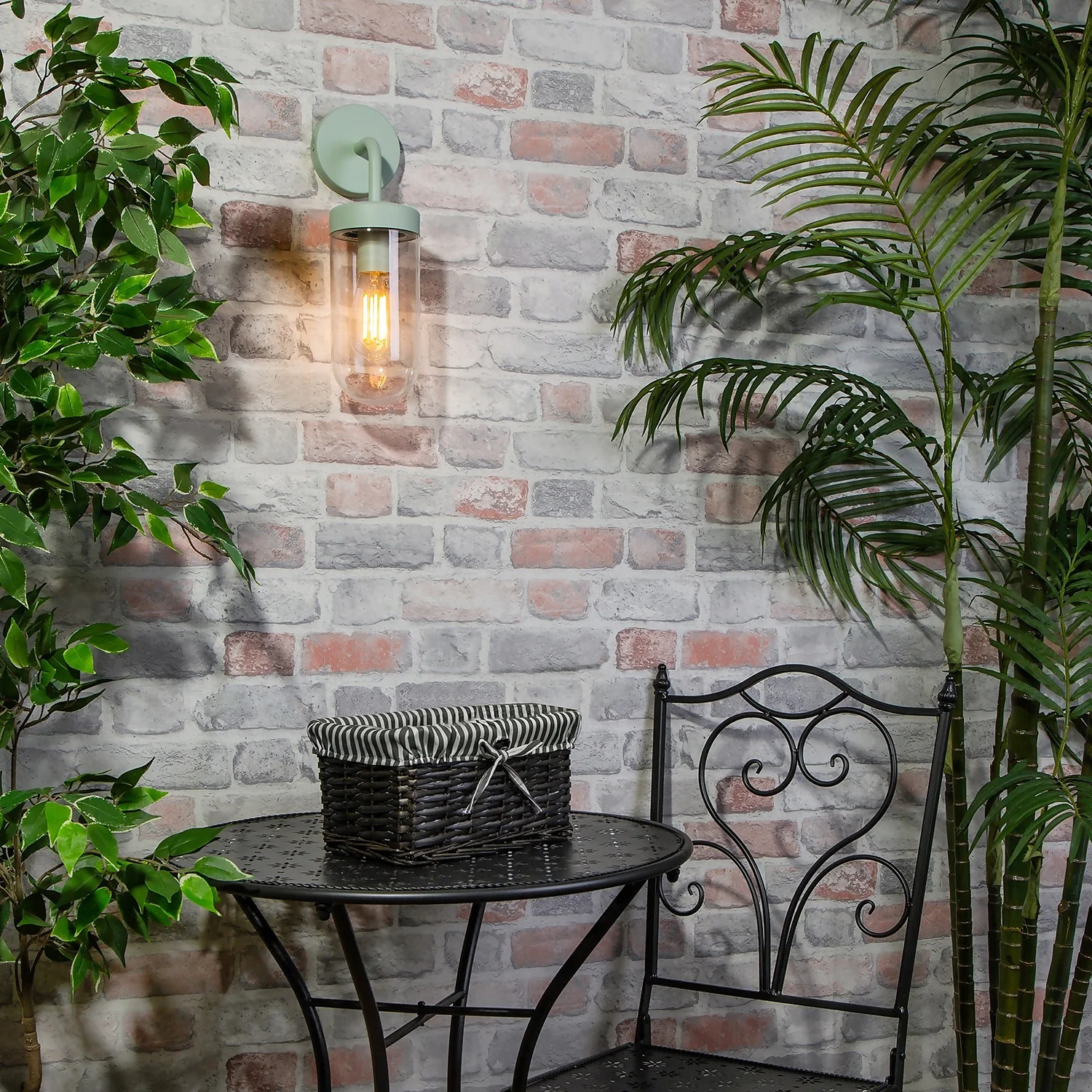 Kew Curved Arm E27 Outdoor Wall Light - Mint 7 Kew Curved Arm E27 Outdoor Wall Light - Mint - Image 5