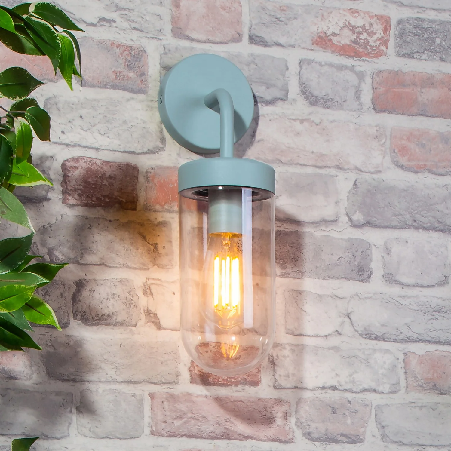 Kew Curved Arm E27 Outdoor Wall Light - Pale Blue 3 Kew Curved Arm E27 Outdoor Wall Light - Pale Blue
