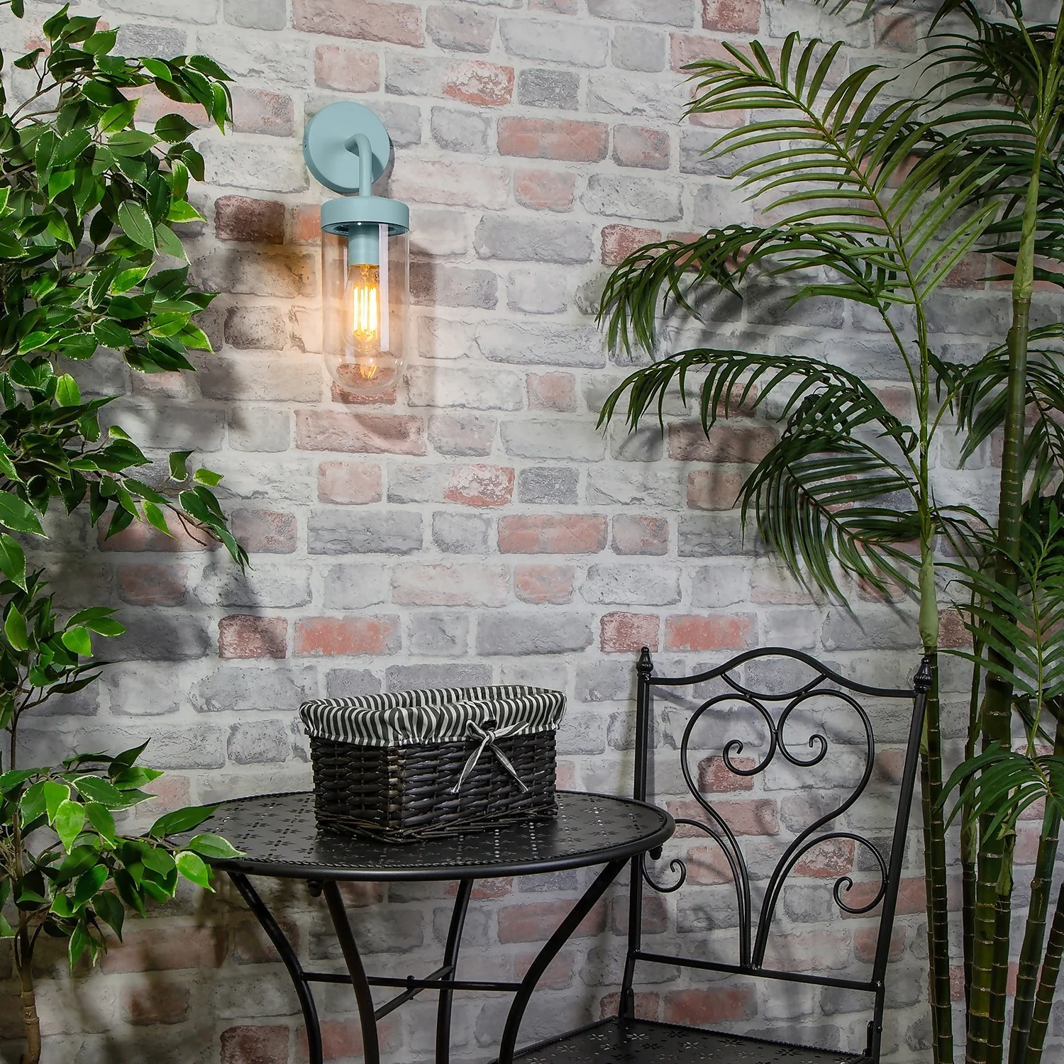 Kew Curved Arm E27 Outdoor Wall Light - Pale Blue 7 Kew Curved Arm E27 Outdoor Wall Light - Pale Blue - Image 5