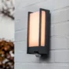 Lutec Qubo LED Outdoor Wall Light With PIR Motion Sensor - Anthracite -NEBO Store 13950215 1894993052423604