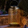 Homebase Edit Antique Gold Solar Moroccan Lantern - 48cm -NEBO Store 13956308 1075002413836130