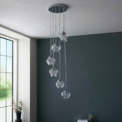 Clashmore Cluster Pendant Ceiling Light - Chrome Effect -NEBO Store 14301803 6185038437866010