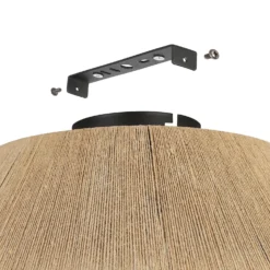 Eglo Alderney Flush Ceiling Light - Black & Natural -NEBO Store 14302949 1545038223134194