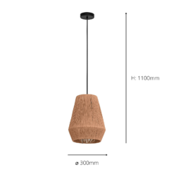 Eglo Alderney Pendant Ceiling Light - Black & Natural -NEBO Store 14302952 1055038223342604