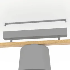 Eglo Mariel 3 Lamp Flush Ceiling Light - Grey & Wood -NEBO Store 14302955 1965038224343683