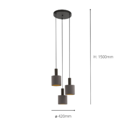 Eglo Concessa 1 3 Lamp Pendant Ceiling Light - Cappuccino & Gold -NEBO Store 14302962 2135038224304077